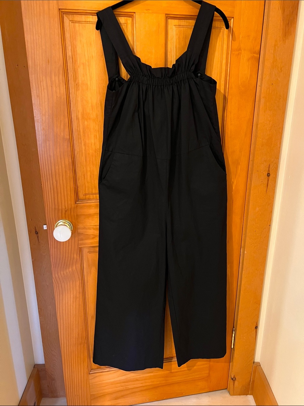 CeCe Black Wide-Leg Bib Overalls Jumpsuit